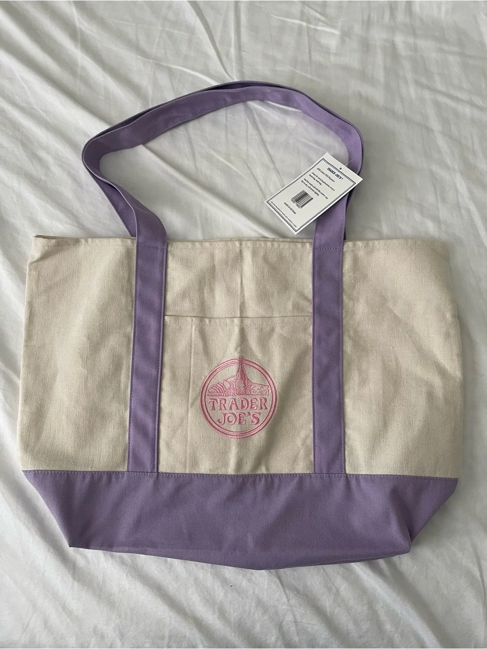 Trader Joe’s Large Lavender Canvas Reusable Tote Bag - Picture 3 of 3